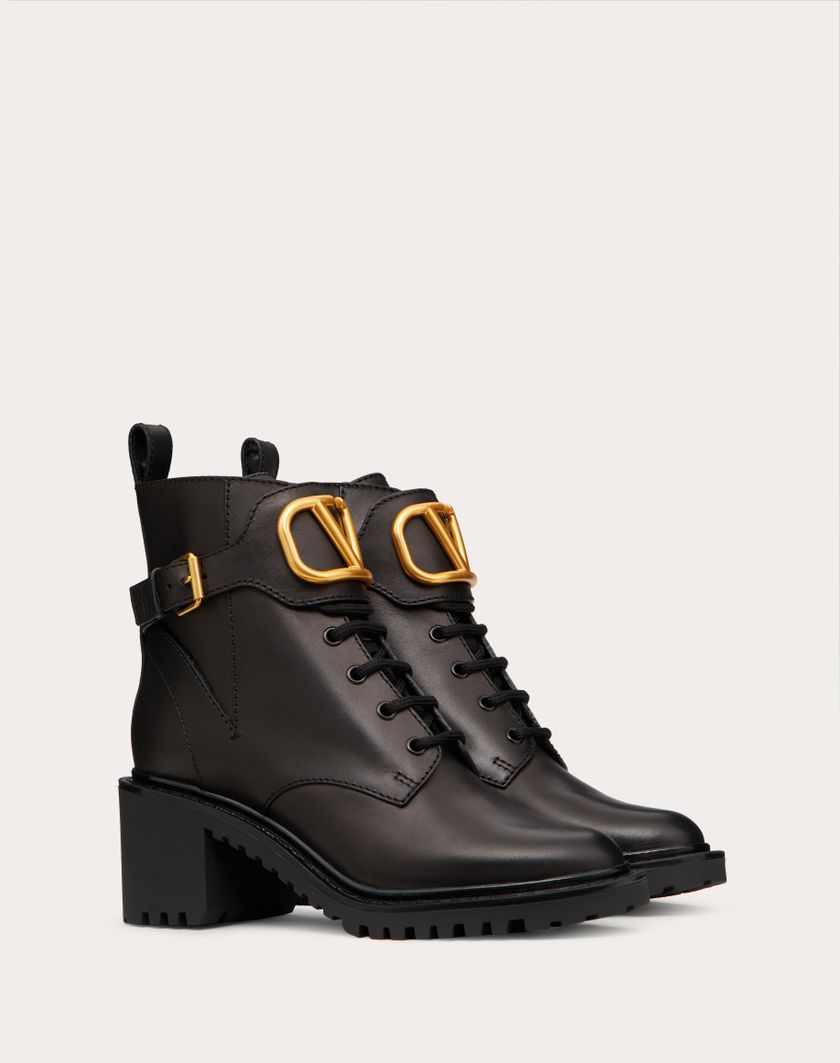 Valentino Handbags Combat Boot Vlogo Signature In Vitello 70mm per Donna in Nero | Valentino IT Comprane uno, ottenene uno gratis