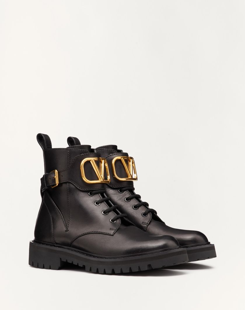 Valentino Handbags Combat Boot Vlogo Signature In Vitello 35mm per Donna in Nero | Valentino IT Offerte giornaliere