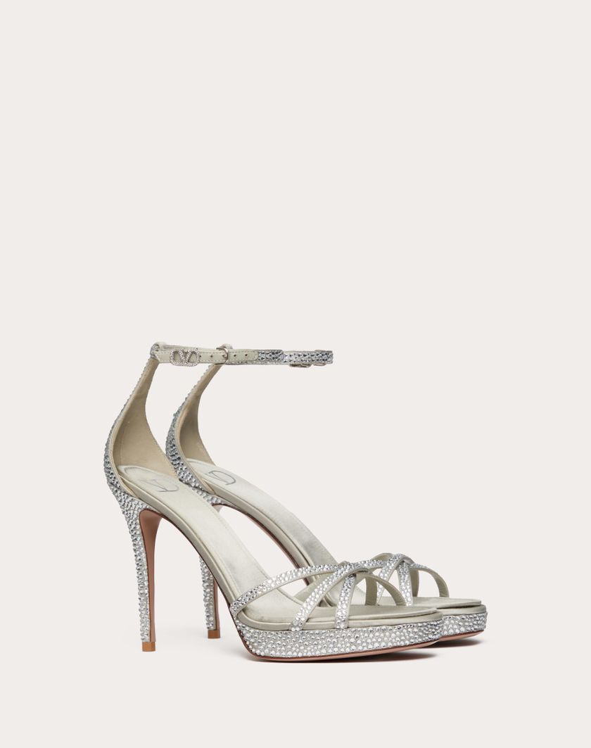 Valentino Handbags Sandalo Con Plateau Valentino Garavani Eveninglam Con Cristalli 120mm per Donna in Crystal/grigio | Valentino IT Sconti VIP