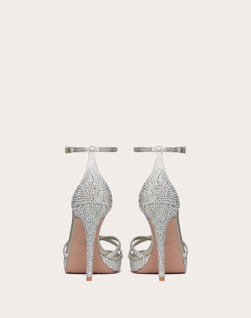 Valentino Handbags Sandalo Con Plateau Valentino Garavani Eveninglam Con Cristalli 120mm per Donna in Crystal/grigio | Valentino IT Sconti VIP