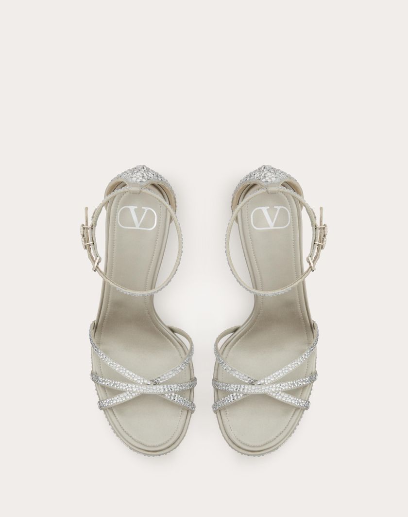 Valentino Handbags Sandalo Con Plateau Valentino Garavani Eveninglam Con Cristalli 120mm per Donna in Crystal/grigio | Valentino IT Sconti VIP