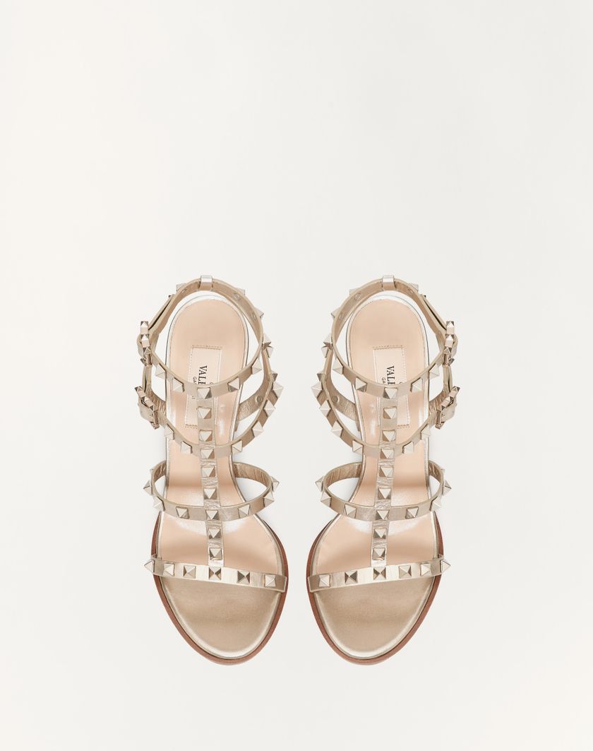 Valentino Handbags Sandalo Rockstud In Vitello Metallizzato Con Cinturini 90mm per Donna in Skin | Valentino IT Prezzo basso