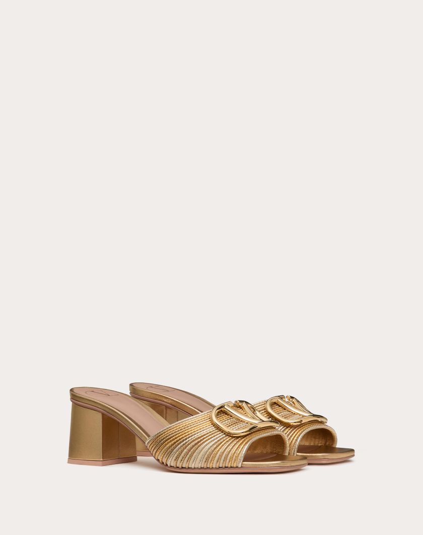 Valentino Handbags Sandalo Slide Vlogo Signature Metallizzato Con Ricamo Cornely 60mm per Donna in Oro | Valentino IT Fino al 50% di sconto