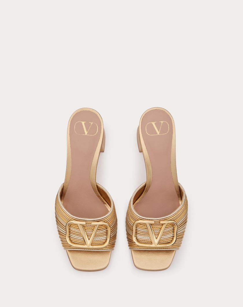 Valentino Handbags Sandalo Slide Vlogo Signature Metallizzato Con Ricamo Cornely 60mm per Donna in Oro | Valentino IT Fino al 50% di sconto