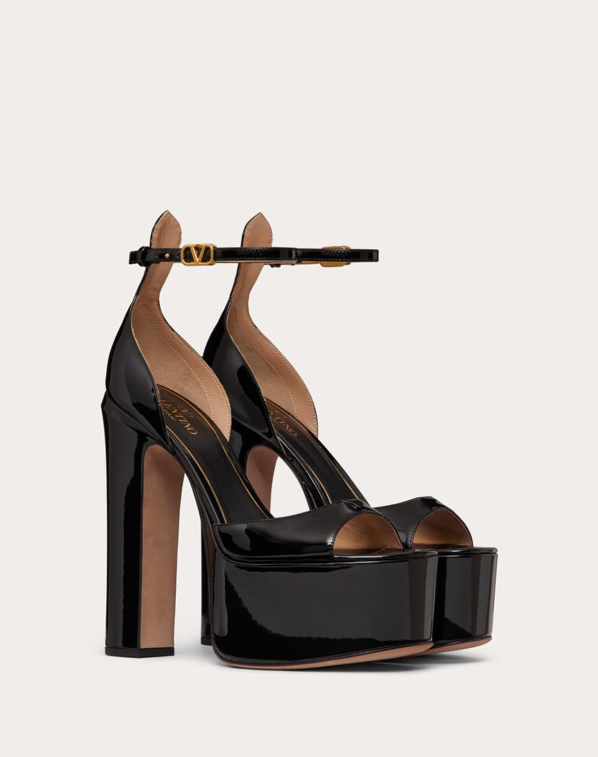 Valentino Handbags Sandalo Con Plateau Valentino Garavani Tan-go In Vernice 155mm per Donna in Nero | Valentino IT Super sconto