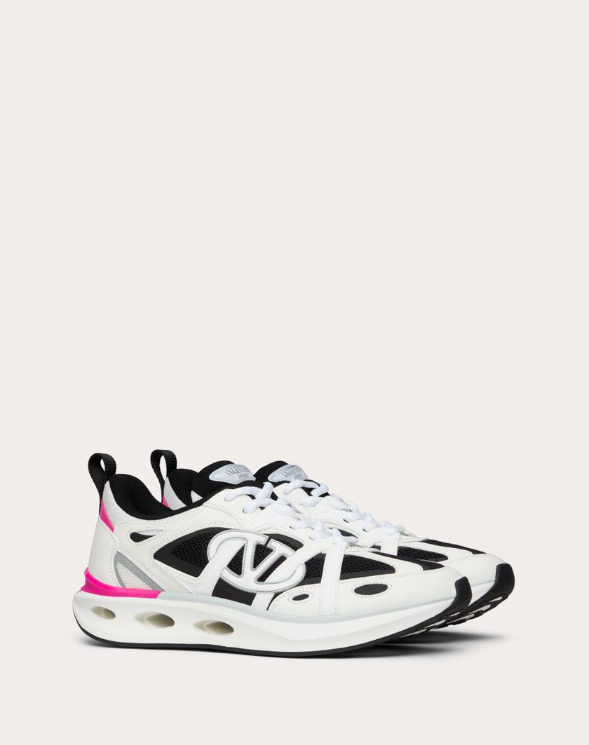 Valentino Handbags Sneaker Vlogo Easyjog In Vitello E Tessuto per Donna in Bianco/avorio/grigio | Valentino IT Limitato a 3 giorni