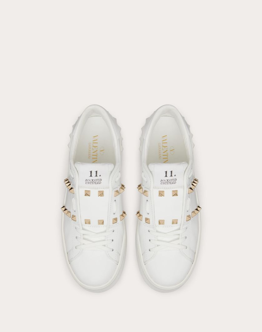 Valentino Handbags Sneaker Flatform Rockstud Untitled In Vitello per Donna in Bianco | Valentino IT Black Friday Prezzi