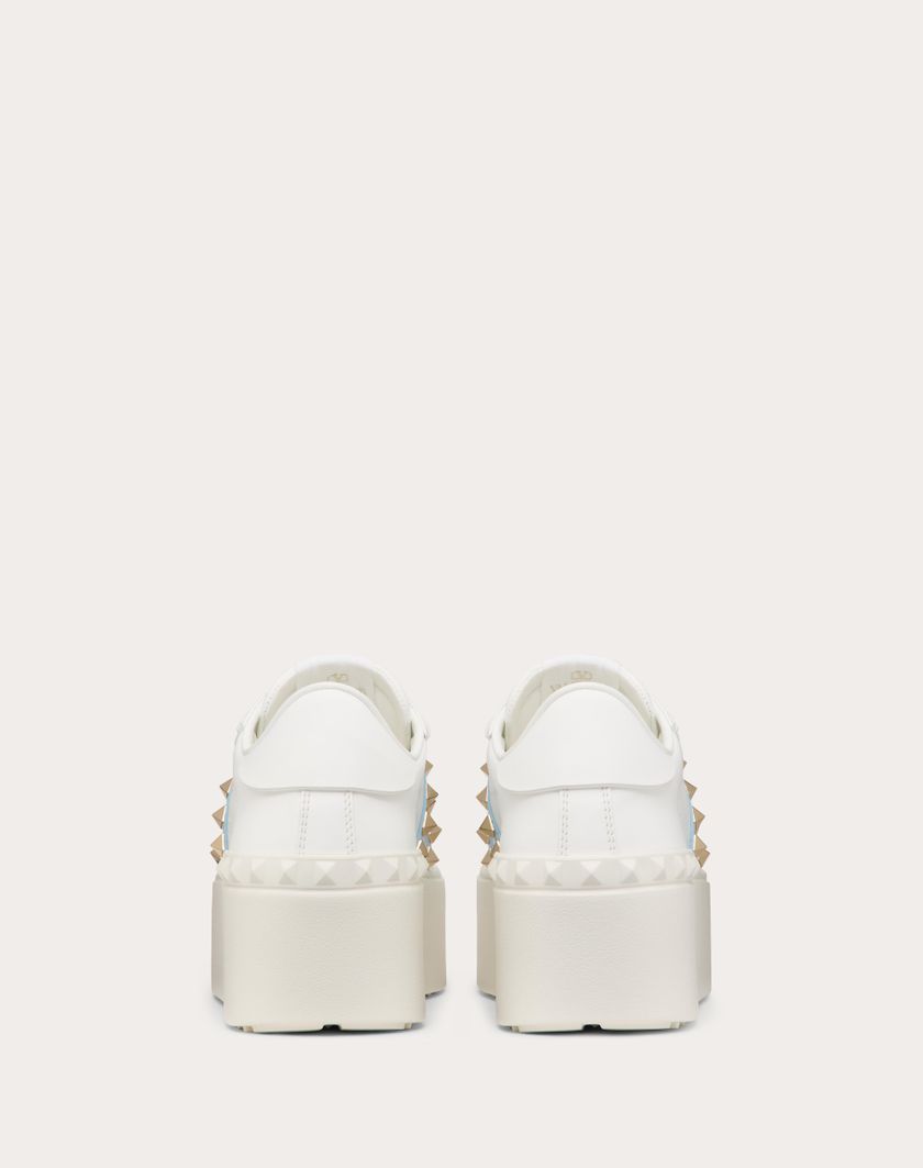 Valentino Handbags Sneaker Flatform Rockstud Untitled In Vitello Con Banda In Naplack per Donna in Bianco | Valentino IT In vendita