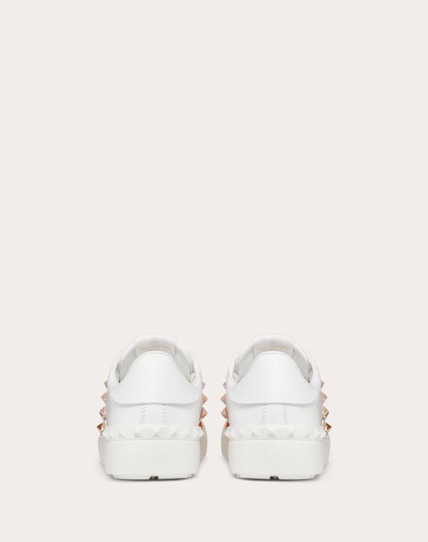 Valentino Handbags Sneaker Rockstud Untitled In Vitello Con Banda Metallizzata per Donna in Bianco/rame | Valentino IT In Linea