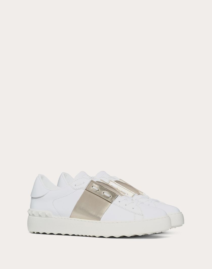 Valentino Handbags Sneaker Open Con Banda Metallizzata per Donna in Bianco/platino | Valentino IT Promozione