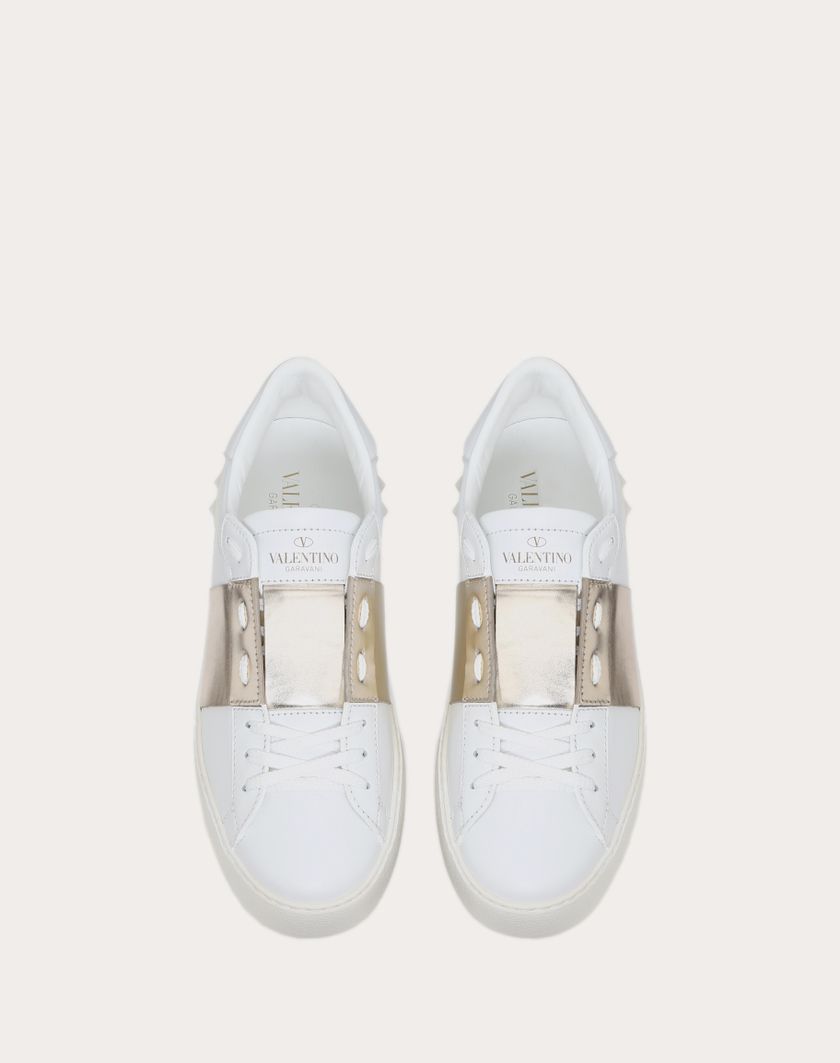 Valentino Handbags Sneaker Open Con Banda Metallizzata per Donna in Bianco/platino | Valentino IT Promozione