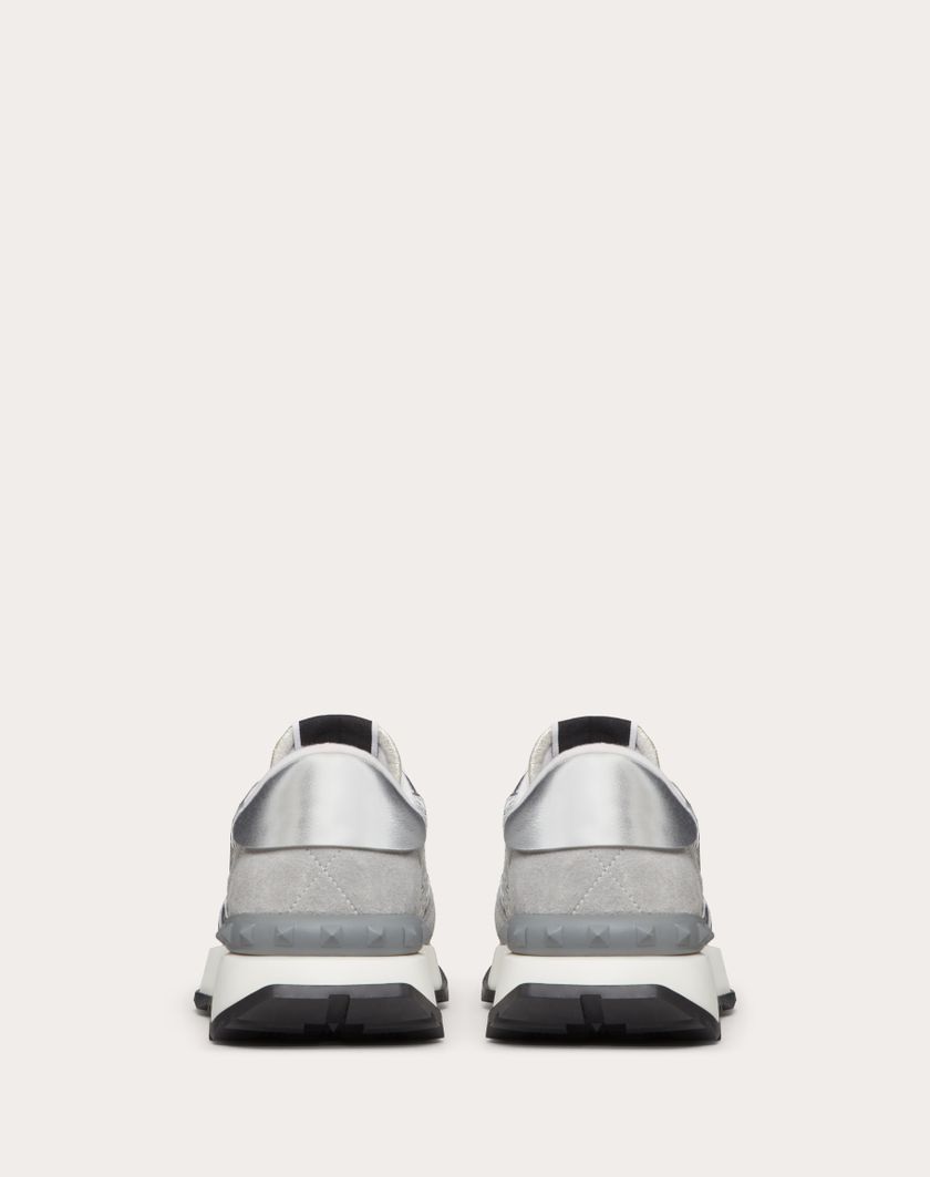 Valentino Handbags Sneaker Lacerunner In Pizzo E Mesh per Donna in Silver/pastel Grey | Valentino IT Acquista Ora