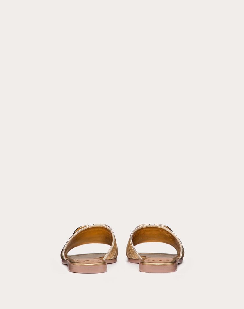 Valentino Handbags Sandalo Slide Vlogo Signature Metallizzato Con Ricamo Cornely per Donna in Oro | Valentino IT Presa