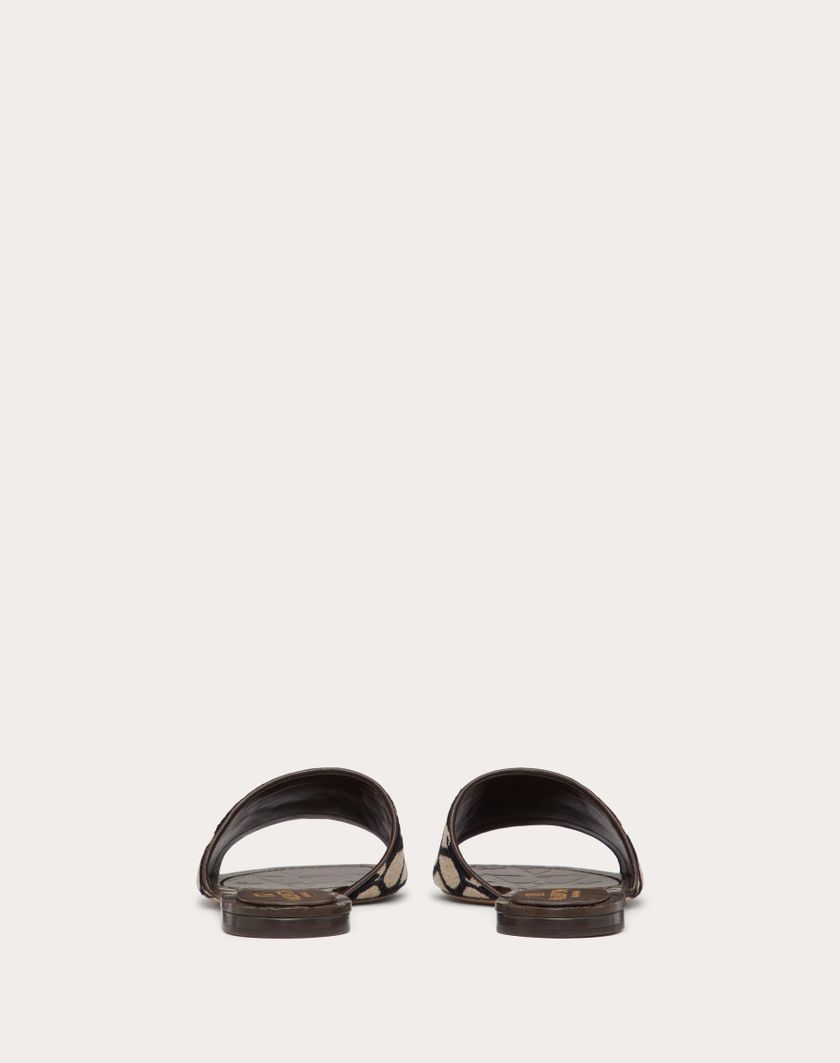 Valentino Handbags Sandalo Slide In Toile Iconographe per Donna in Beige/nero | Valentino IT Sconto