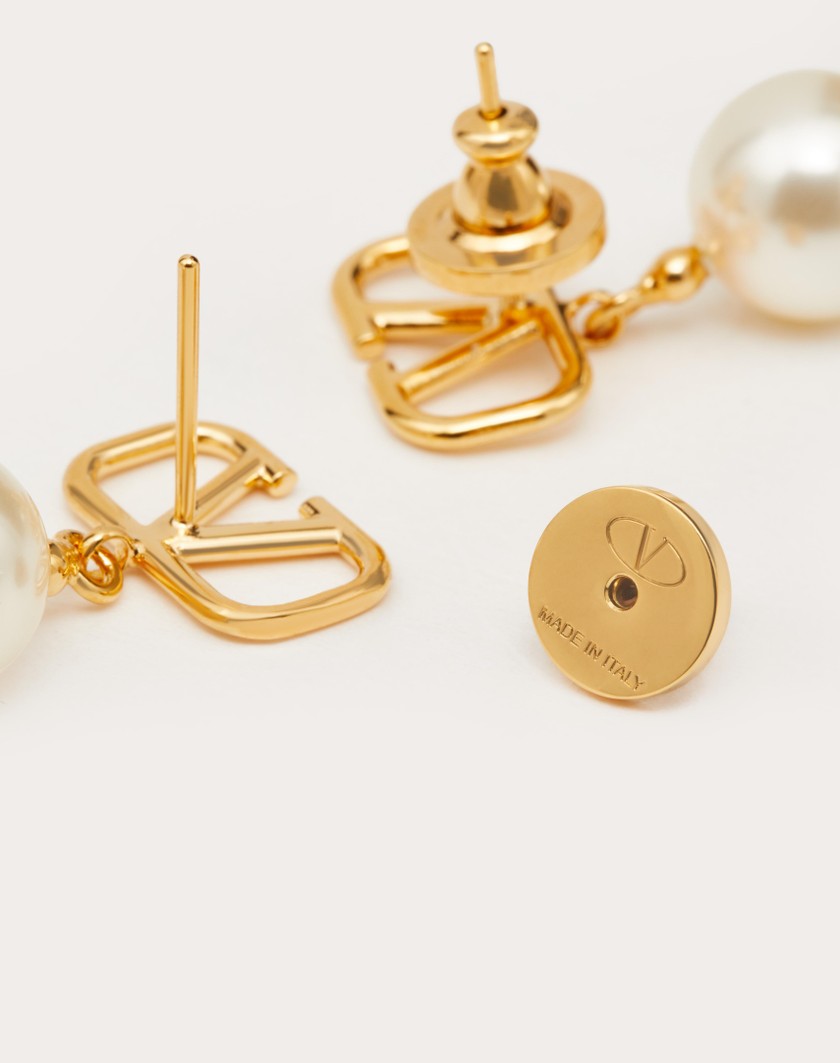Valentino Handbags Orecchini Vlogo Signature Con Perle Swarovski® per Donna in Oro | Valentino IT Online