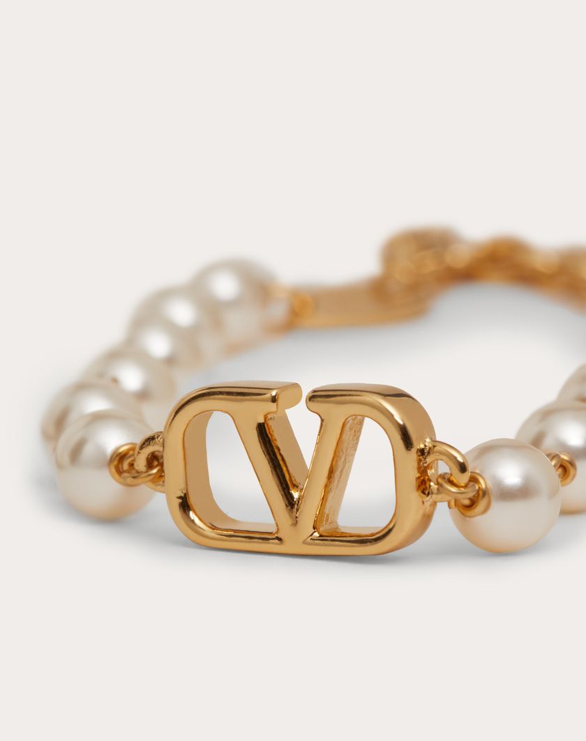 Valentino Handbags Bracciale Vlogo Signature Con Perle Swarovski® per Donna in Oro | Valentino IT In Vendita