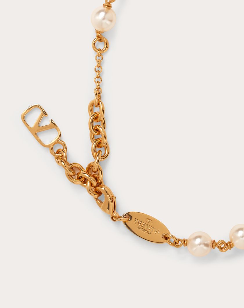 Valentino Handbags Bracciale Vlogo Signature Con Perle Swarovski® per Donna in Oro | Valentino IT In Vendita