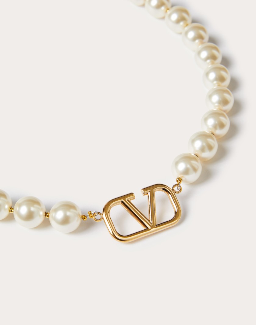 Valentino Handbags Collana Vlogo Signature In Metallo E Perle Swarovski® per Donna in Oro | Valentino IT Saldi