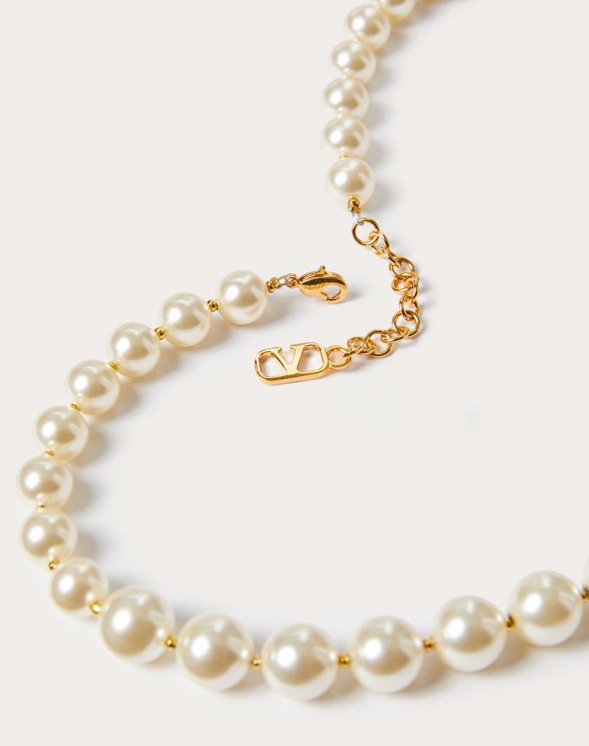 Valentino Handbags Collana Vlogo Signature In Metallo E Perle Swarovski® per Donna in Oro | Valentino IT Saldi