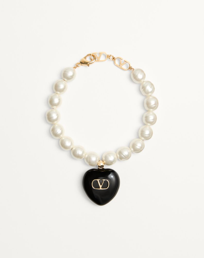 Valentino Handbags Bracciale Coeur Royal In Metallo Smalto E Perle per Donna in Multicolor | Valentino IT Offerte