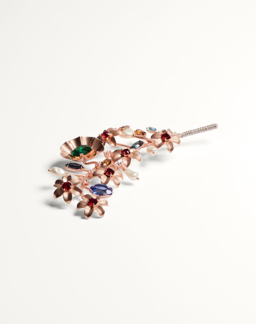 Valentino Handbags Spilla Papier Floral In Metallo Perla E Cristalli Swarovski® per Donna in Multicolor | Valentino IT I Più Venduti