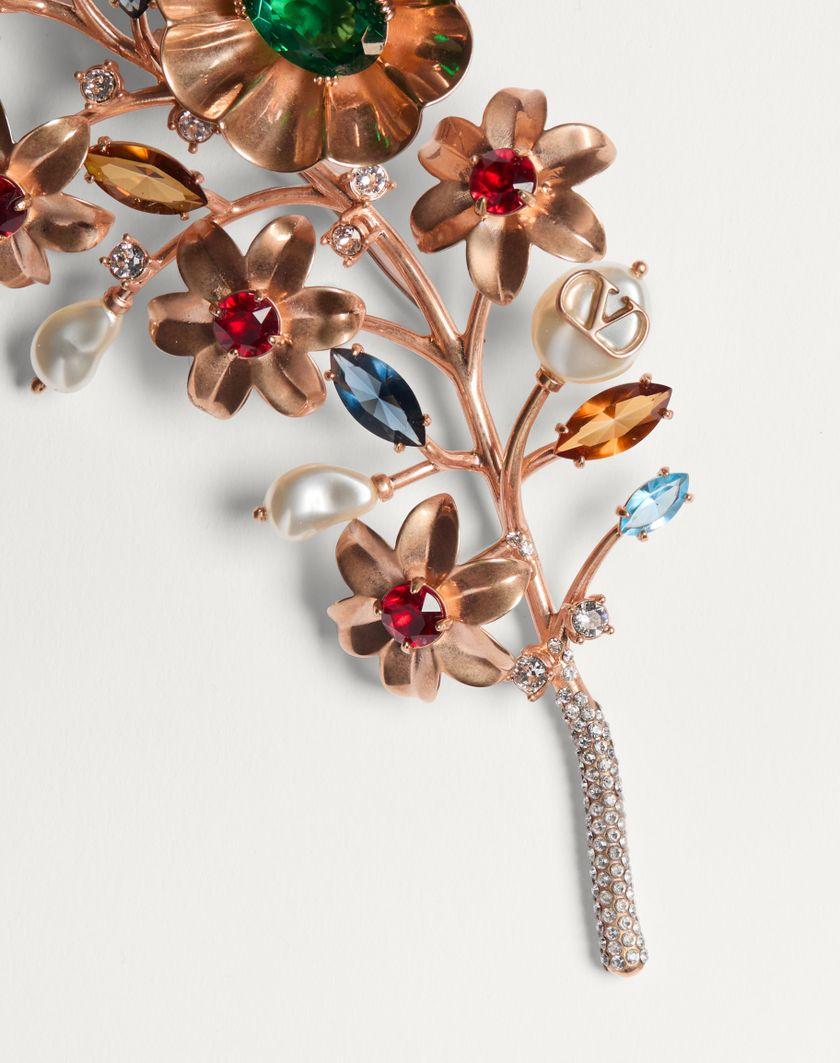 Valentino Handbags Spilla Papier Floral In Metallo Perla E Cristalli Swarovski® per Donna in Multicolor | Valentino IT I Più Venduti