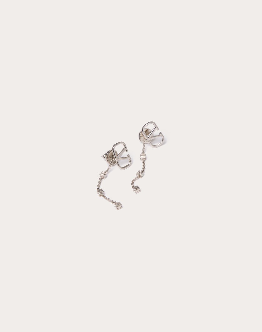 Valentino Handbags Orecchini Vlogo Signature In Metallo E Cristalli Swarovski® per Donna in Palladio/crystal | Valentino IT Black Friday
