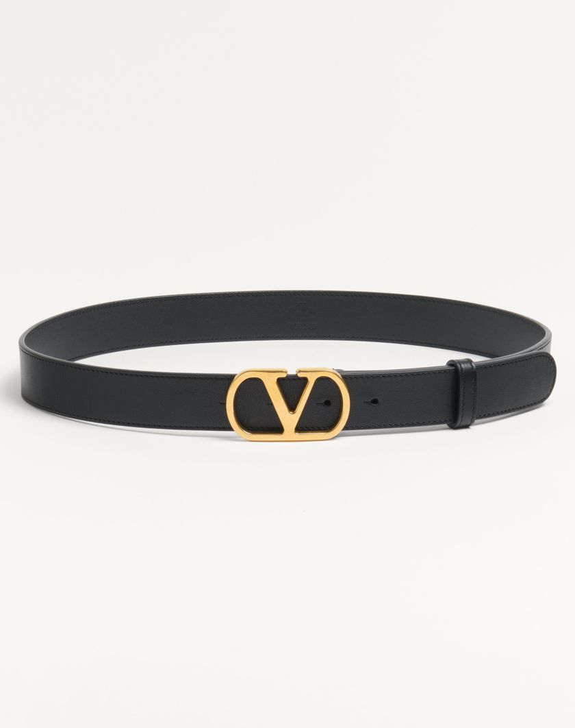 Valentino Handbags Cintura Vlogo Signature In Vitello Lucido 30 Mm per Donna in Deep Caramel | Valentino IT Offerta Pasqua