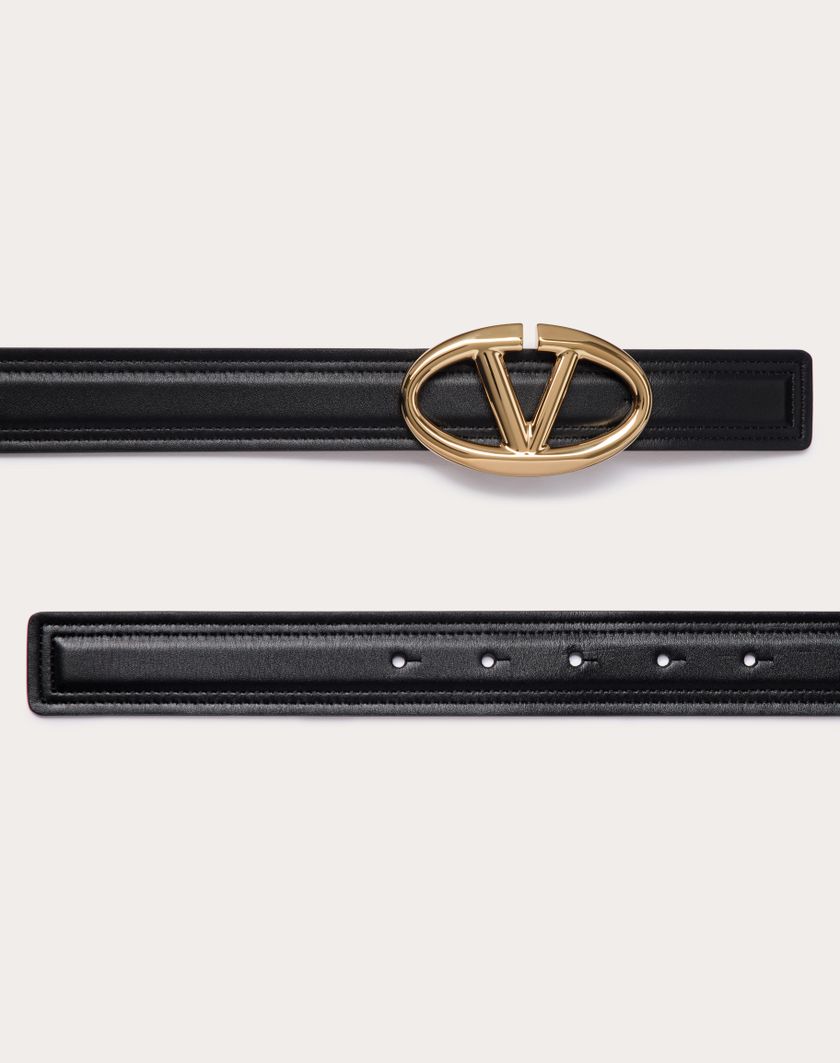 Valentino Handbags Cintura Vlogo The Bold Edition In Vitello Lucido 30 Mm per Donna in Nero/marrone | Valentino IT Offerte stagionali