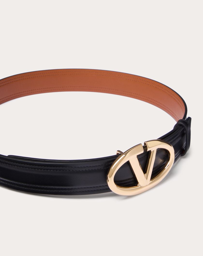 Valentino Handbags Cintura Vlogo The Bold Edition In Vitello Lucido 30 Mm per Donna in Nero/marrone | Valentino IT Offerte stagionali