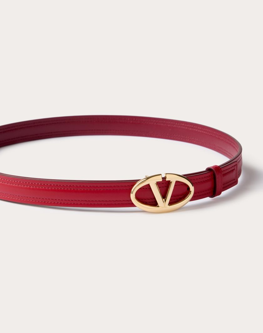 Valentino Handbags Cintura Vlogo The Bold Edition In Vitello Lucido 20 Mm per Donna in Rosso V./rosso Scuro | Valentino IT Offerte speciali
