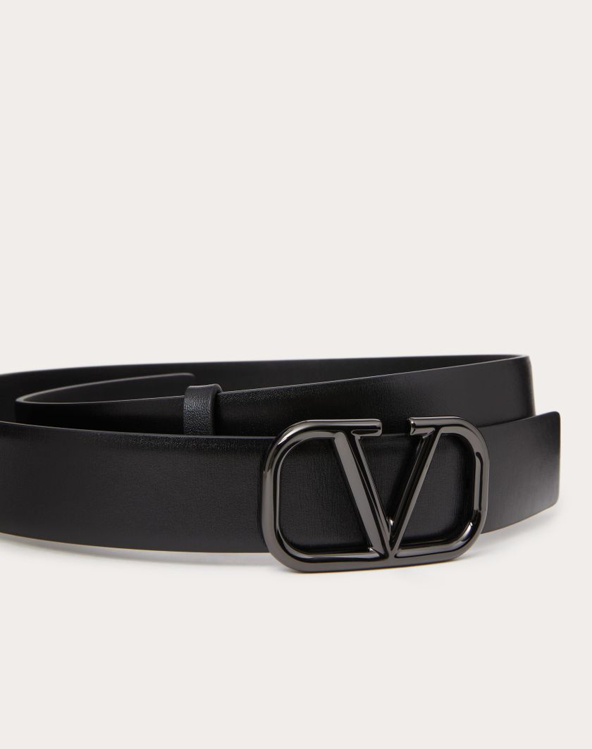 Valentino Handbags Cintura Vlogo Signature In Vitello Lucido 30 Mm per Donna in Nero | Valentino IT Sconti VIP