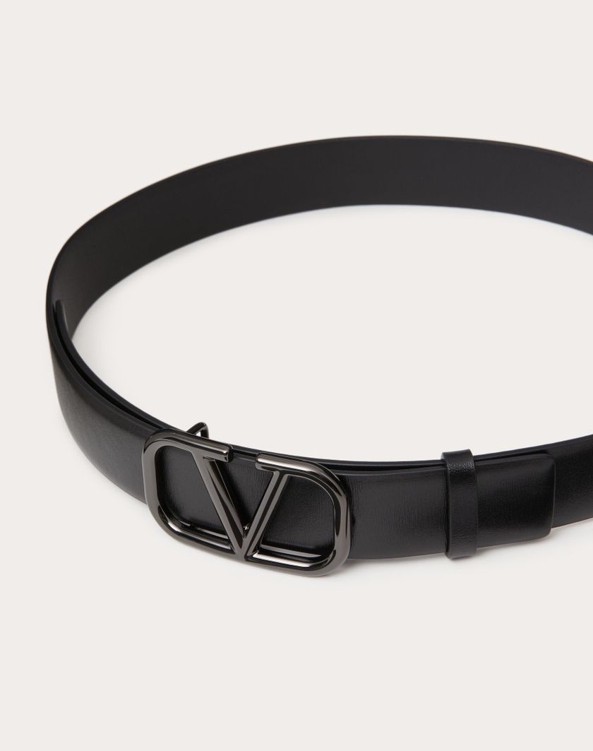 Valentino Handbags Cintura Vlogo Signature In Vitello Lucido 30 Mm per Donna in Nero | Valentino IT Sconti VIP