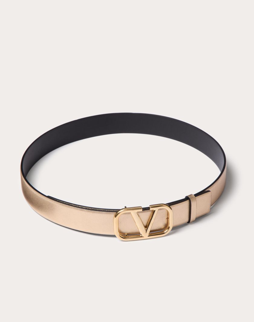 Valentino Handbags Cintura Reversibile Vlogo Signature In Vitello Metallizzato E Vitello Lucido 30 Mm per Donna in Oro/nero | Valentino IT Prezzo basso
