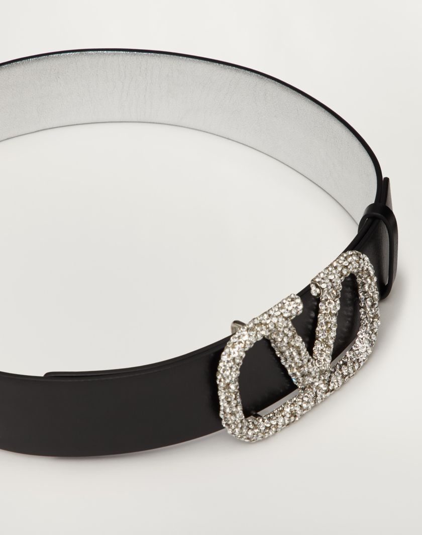Valentino Handbags Cintura Reversibile Vlogo Signature In Vitello Metallizzato 40 Mm per Donna in Silver/nero/crystal | Valentino IT Ultimi due giorni