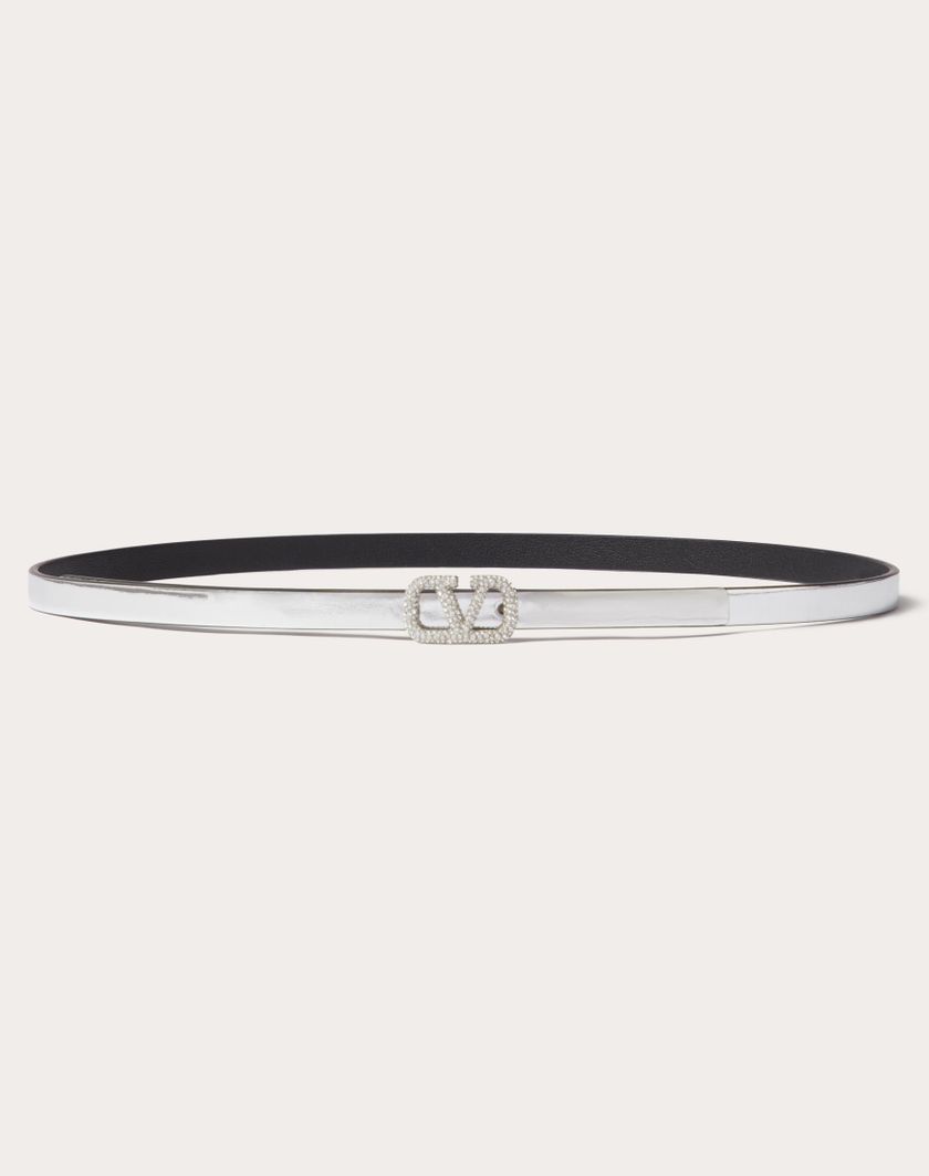 Valentino Handbags Cintura Vlogo Signature In Vitello Specchiato 10 Mm per Donna in Argento | Valentino IT Only for today