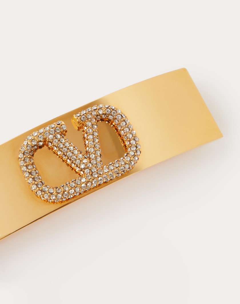 Valentino Handbags Fermaglio Per Capelli Vlogo Signature In Metallo E Cristalli Swarovski® per Donna in Oro | Valentino IT Black Friday Prezzi