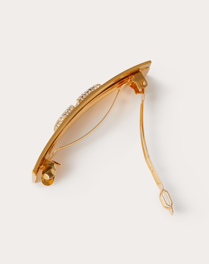 Valentino Handbags Fermaglio Per Capelli Vlogo Signature In Metallo E Cristalli Swarovski® per Donna in Oro | Valentino IT Black Friday Prezzi
