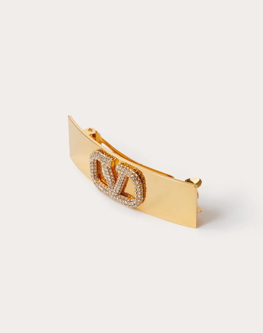 Valentino Handbags Fermaglio Per Capelli Vlogo Signature In Metallo E Cristalli Swarovski® per Donna in Oro | Valentino IT Black Friday Prezzi