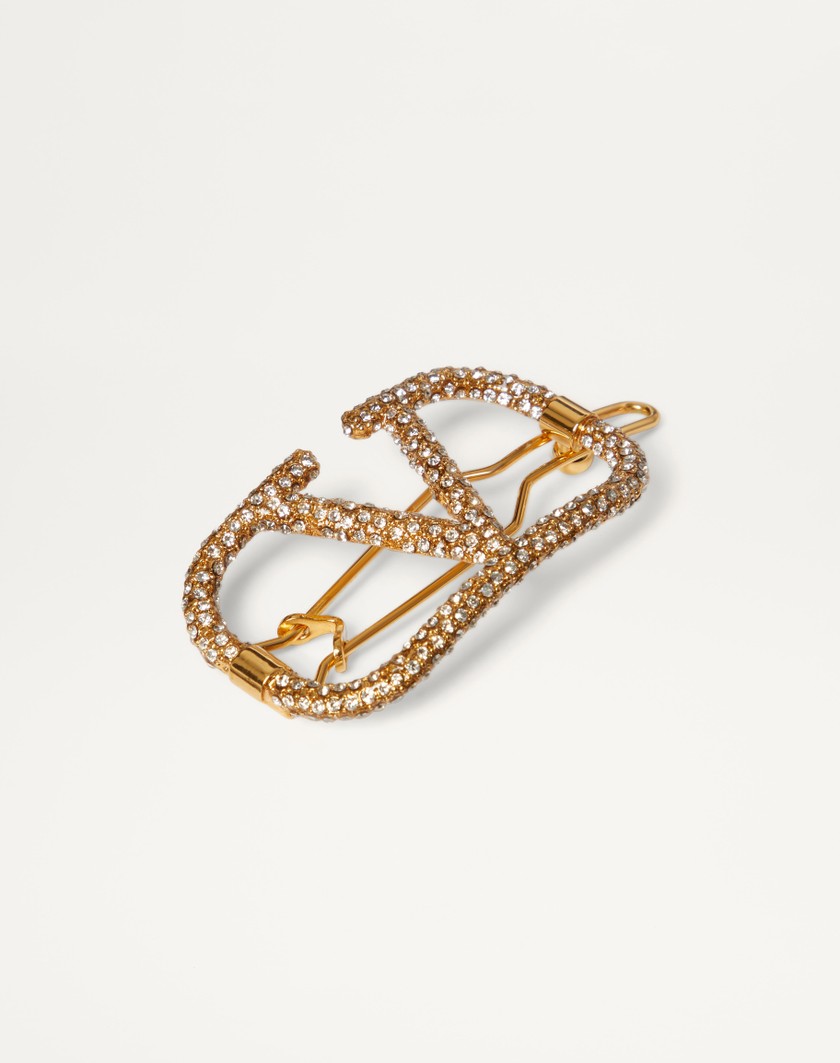 Valentino Handbags Fermaglio Per Capelli Vlogo Signature In Metallo E Cristalli Swarovski® per Donna in Oro | Valentino IT 50% di sconto per tempo limitato