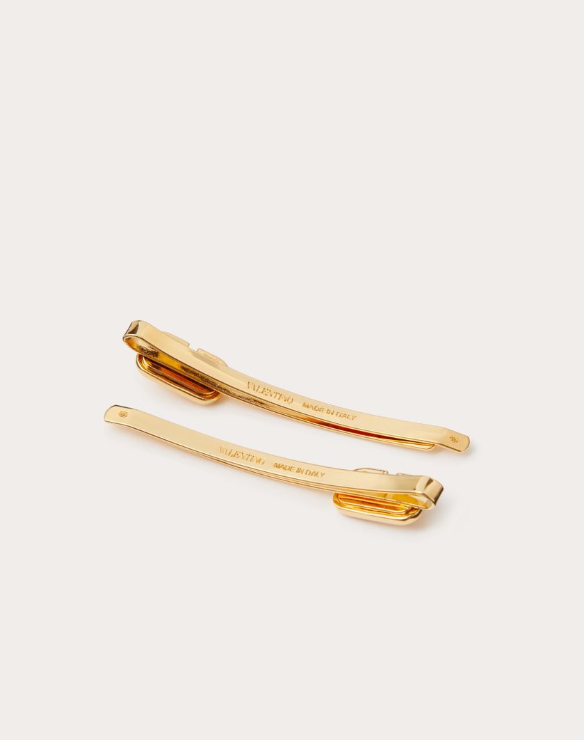 Valentino Handbags Fermagli Per Capelli Vlogo Signature In Metallo per Donna in Oro | Valentino IT 2025