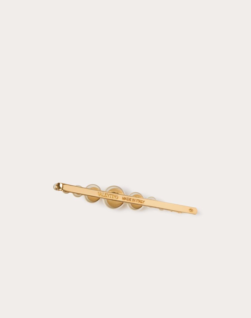 Valentino Handbags Fermaglio Per Capelli Vlogo Signature In Metallo E Perle per Donna in Oro | Valentino IT Qualità