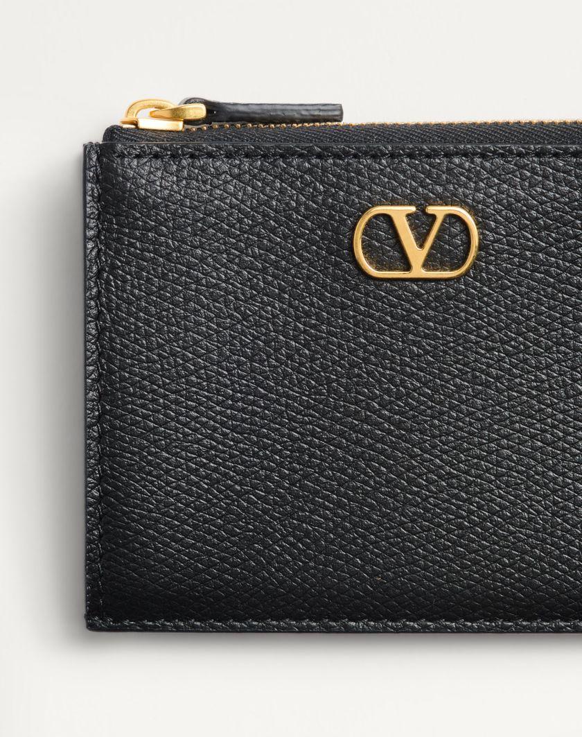 Valentino Handbags Portacarte Vlogo Signature In Vitello Granato per Donna in Nero | Valentino IT Soddisfazione Garantita