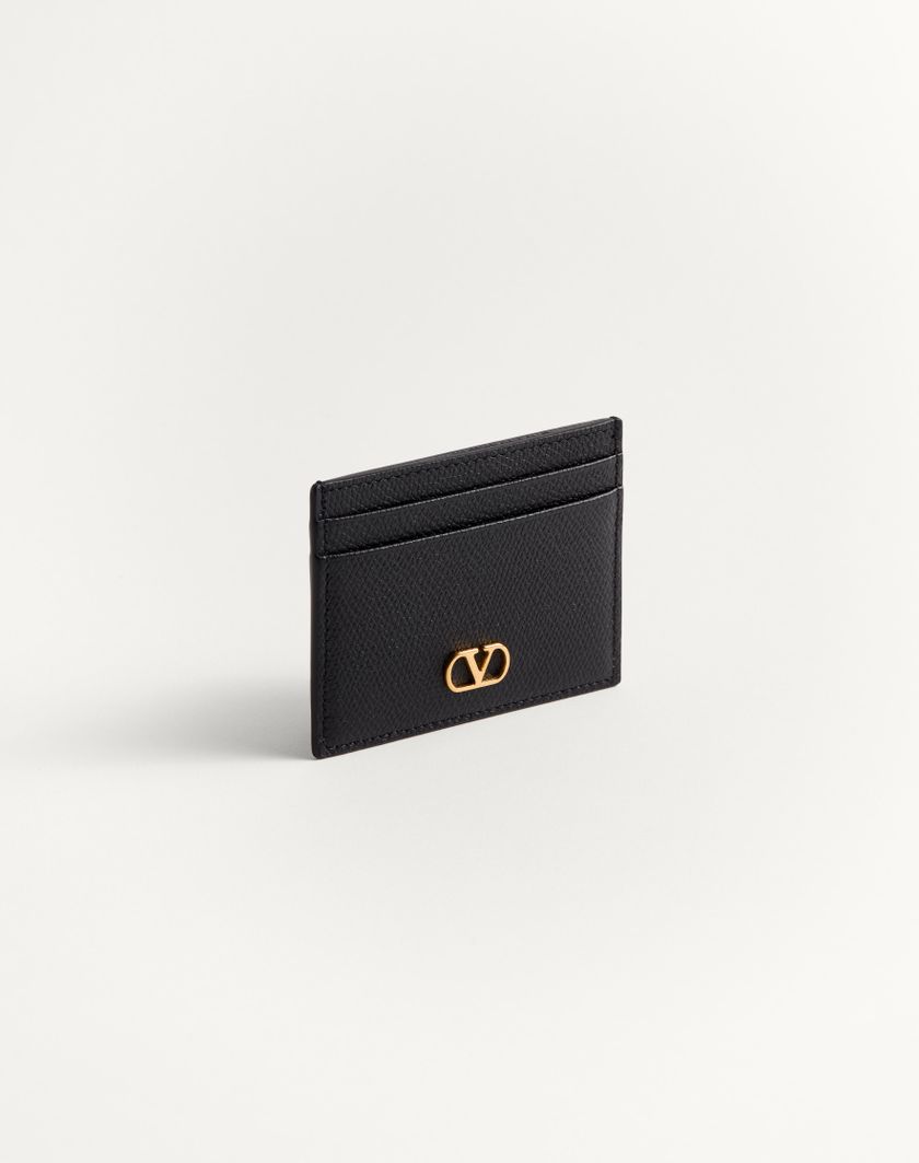 Valentino Handbags Portacarte Vlogo Signature In Vitello Granato per Donna in Nero | Valentino IT Negozi Online