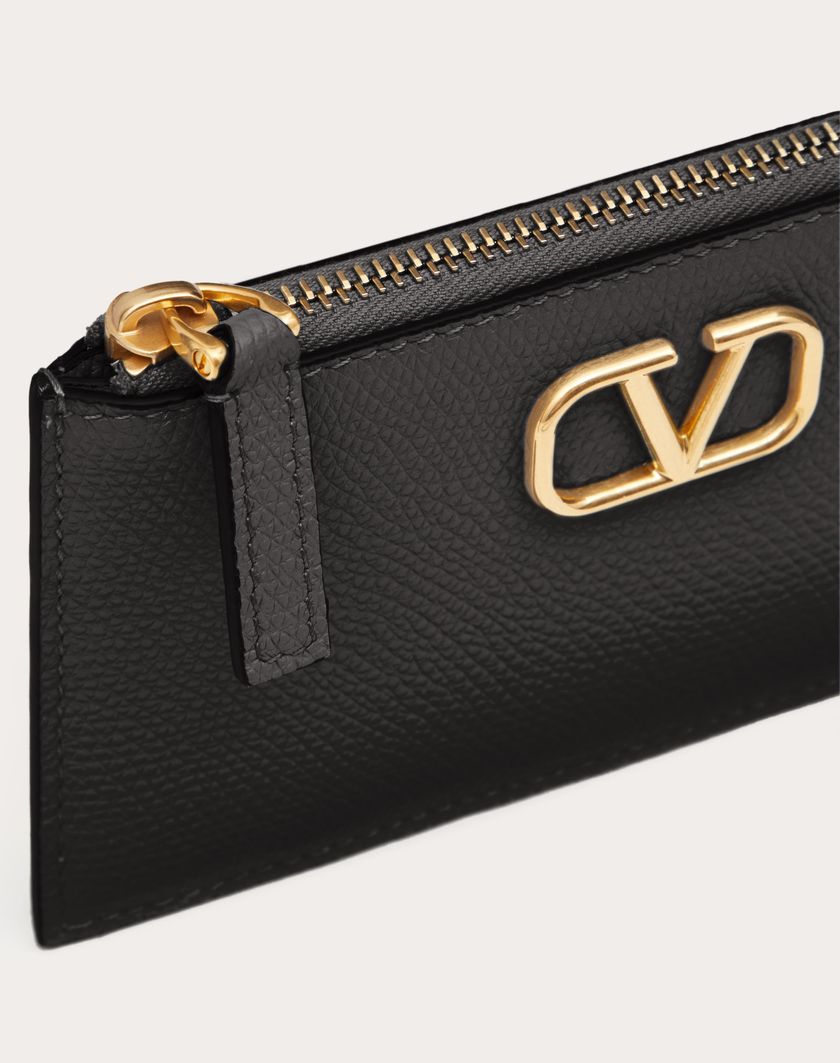Valentino Handbags Portacarte Vlogo Signature In Vitello Granato per Donna in Nero | Valentino IT Acquista Ora