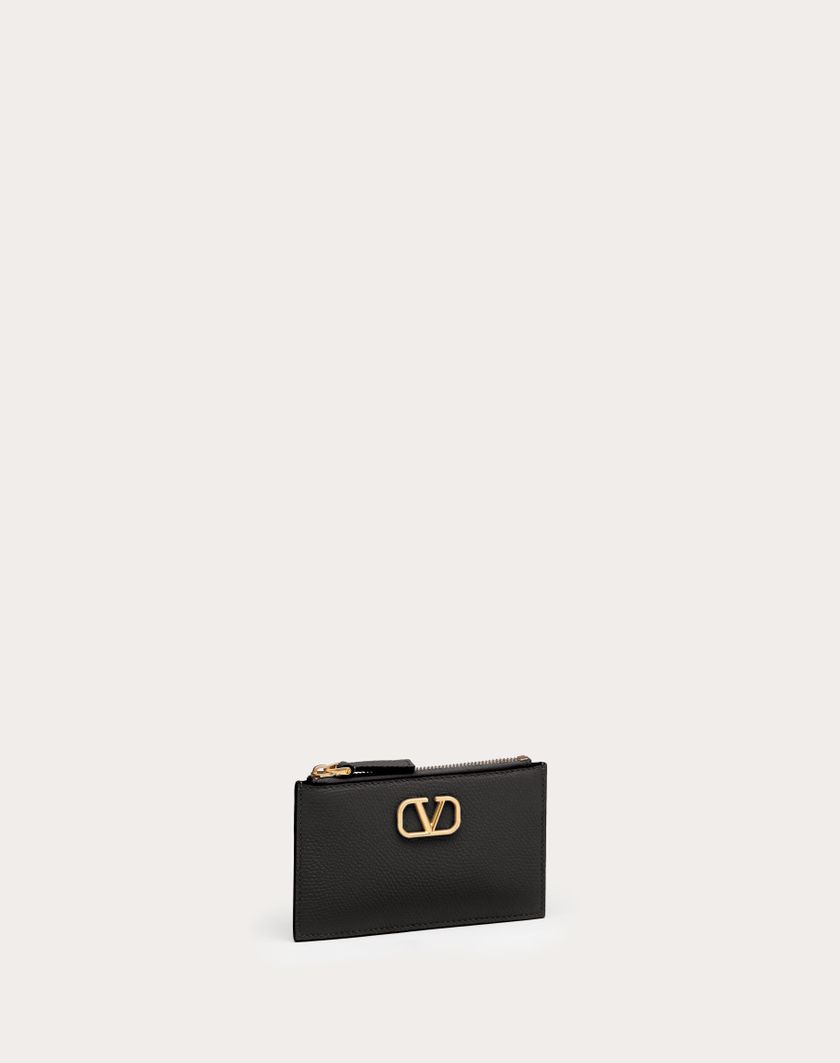 Valentino Handbags Portacarte Vlogo Signature In Vitello Granato per Donna in Nero | Valentino IT Acquista Ora