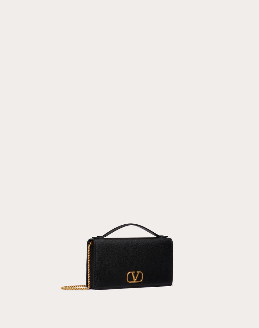 Valentino Handbags Portafoglio Con Catena Vlogo Signature In Vitello Granato per Donna in Nero | Valentino IT Promozione Limitata