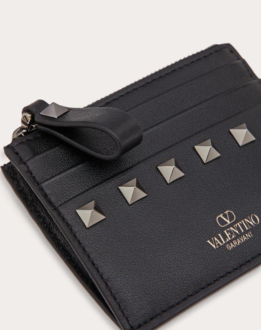 Valentino Handbags Portacarte Rockstud In Vitello Con Zip per Donna in Nero | Valentino IT Affare Del Giorno
