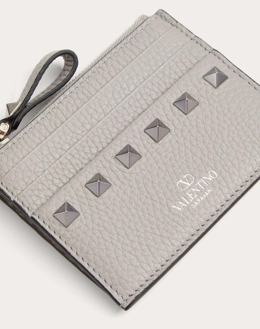 Valentino Handbags Portacarte Rockstud In Vitello Granato Con Zip per Donna in Grigio | Valentino IT Prezzo Ridotto