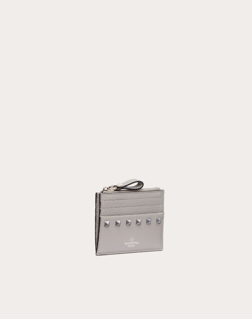 Valentino Handbags Portacarte Rockstud In Vitello Granato Con Zip per Donna in Grigio | Valentino IT Prezzo Ridotto